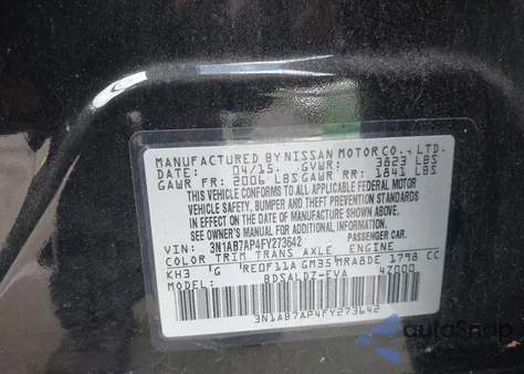 2015 Nissan Sentra Sv from USA, damaged, VIN 3N1AB7AP4FY273642